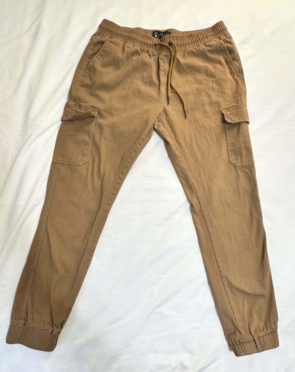 Stitches & Rivets Superior Quality Cotton Twill Cargo Jogger Pants Camel Tan Siz